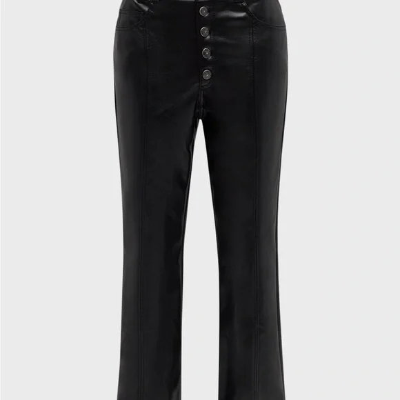 Cinq a Sept Wallace Faux Leather Bootcut Ankle Pants Black Size 4